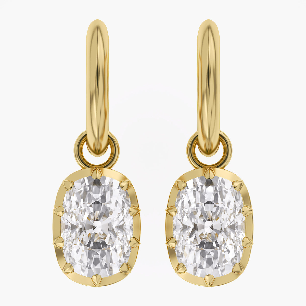 Lab Grown Georgian Style Dangle Earrings