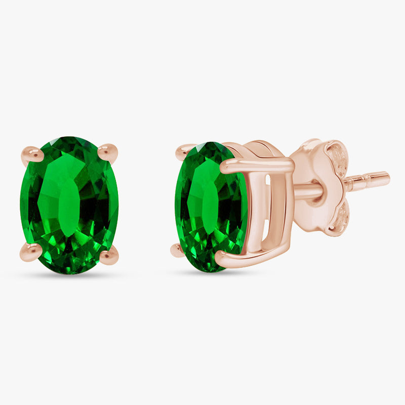 0.75 Carat Oval Cut Lab Grown Gemstone Solitaire Stud Earrings