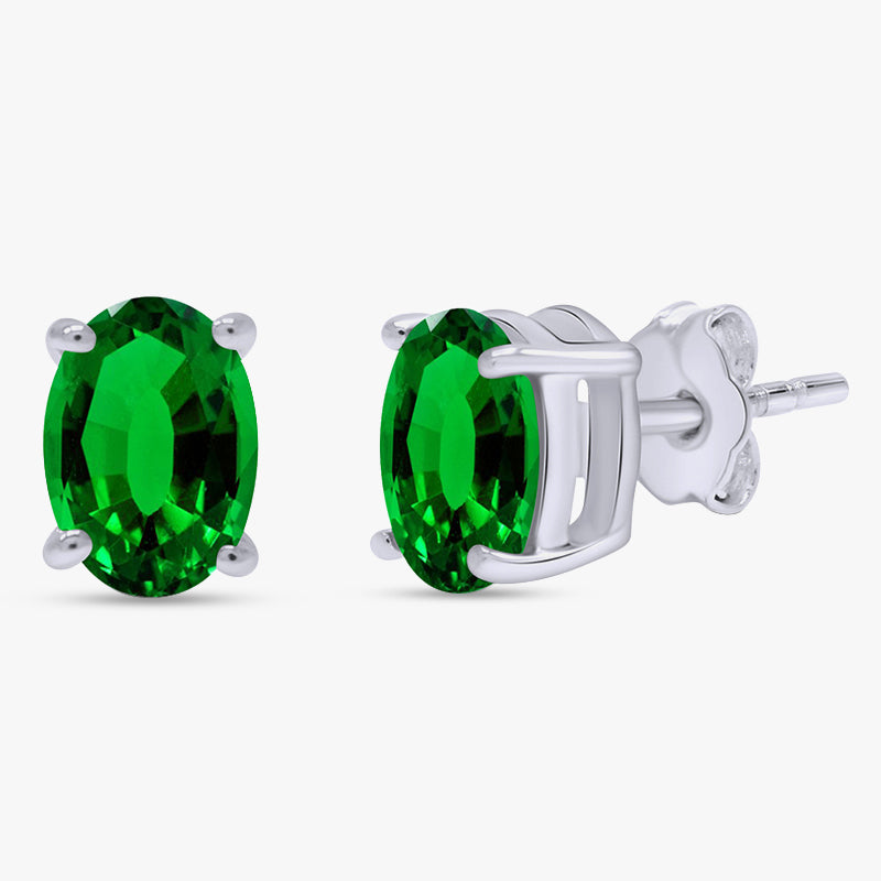 0.75 Carat Oval Cut Lab Grown Gemstone Solitaire Stud Earrings