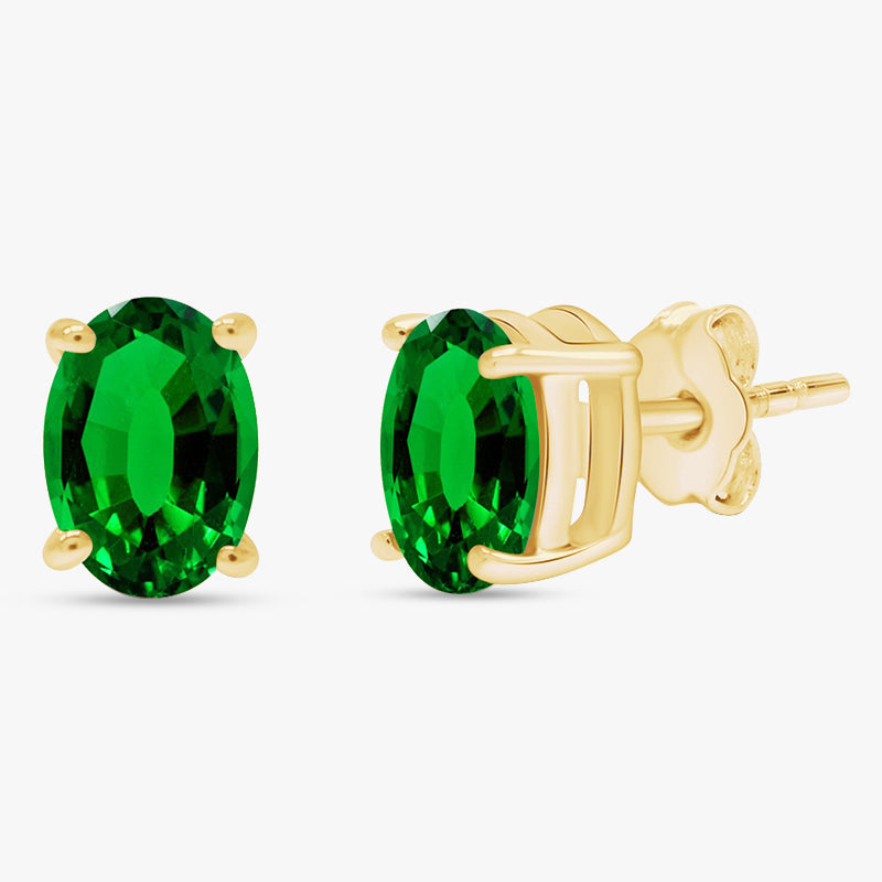 0.75 Carat Oval Cut Lab Grown Gemstone Solitaire Stud Earrings