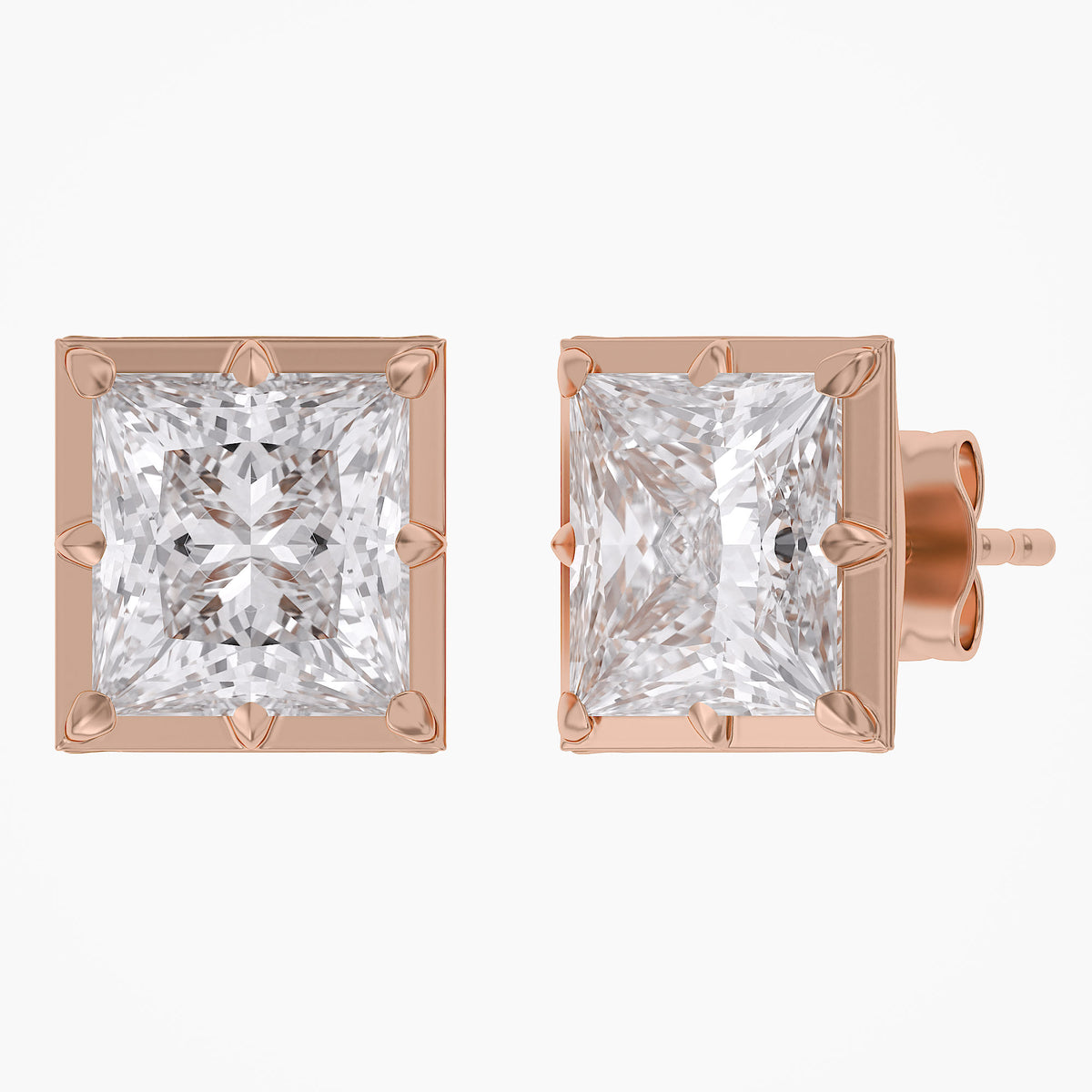 Lab Grown Georgian Style Stud Earrings