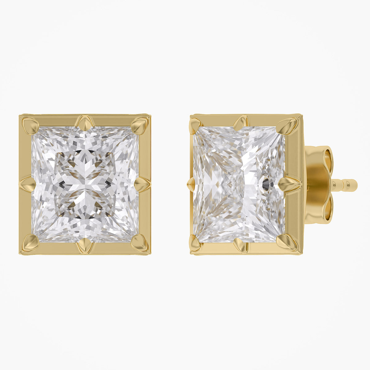Lab Grown Georgian Style Stud Earrings