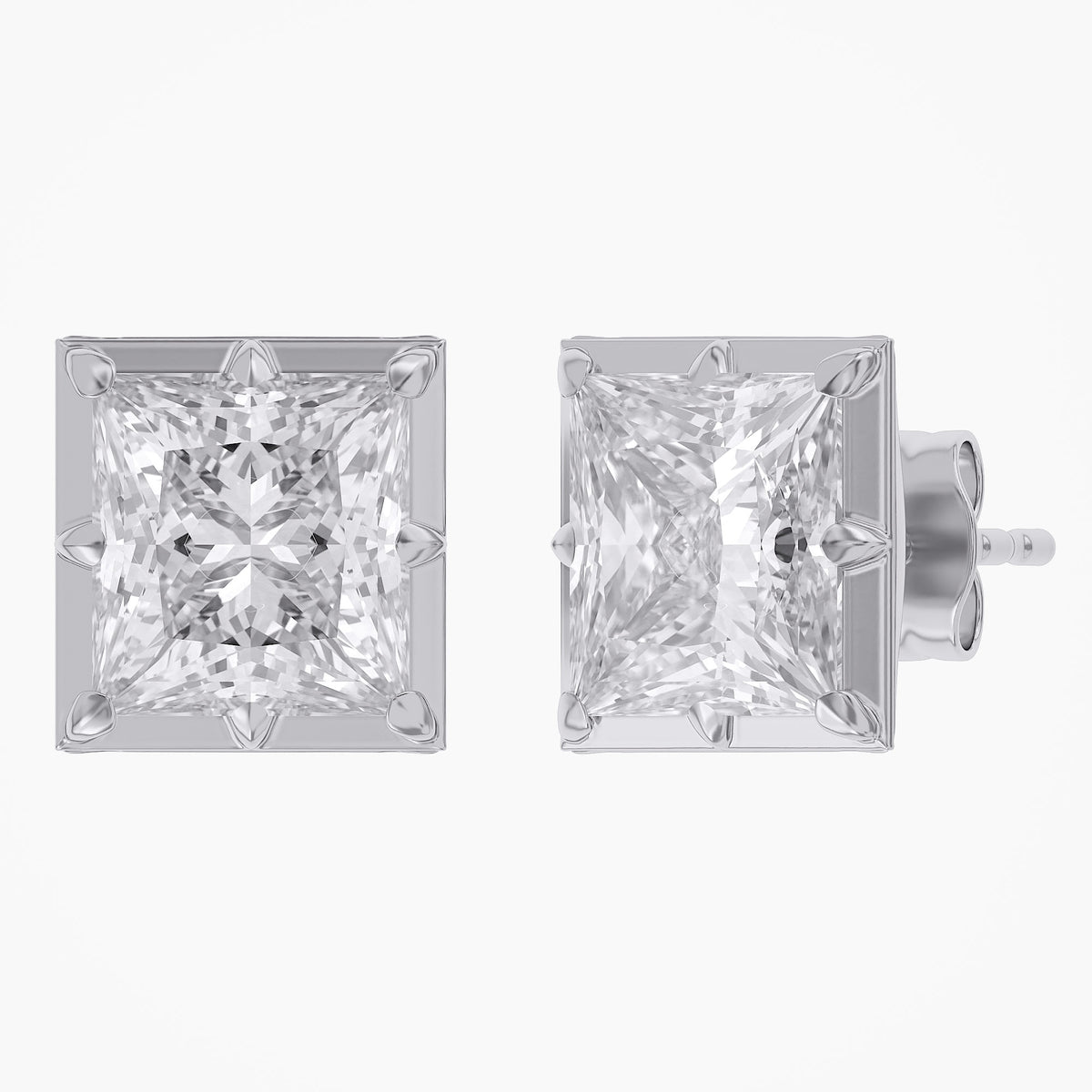 Lab Grown Georgian Style Stud Earrings