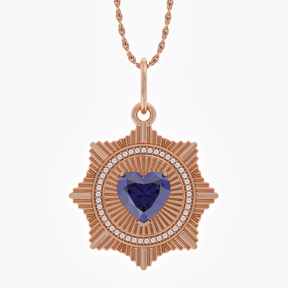 2.20 Carat Lab Grown Gemstone and Diamond Pendant Necklace Jewelry