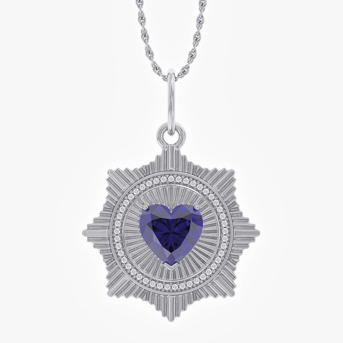2.20 Carat Lab Grown Gemstone and Diamond Pendant Necklace Jewelry