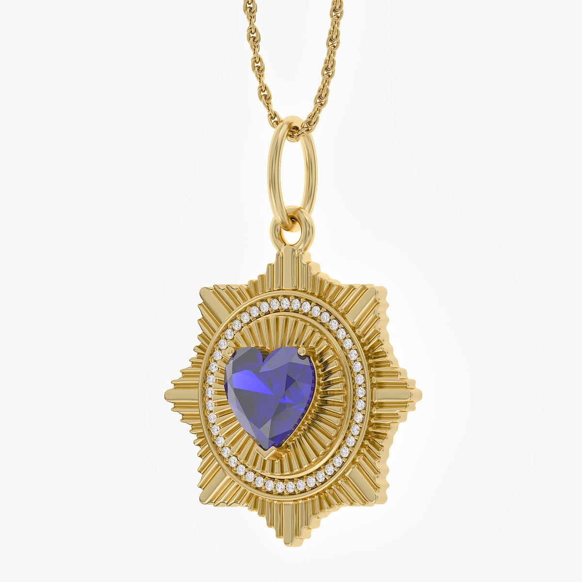 2.20 Carat Lab Grown Gemstone and Diamond Pendant Necklace Jewelry