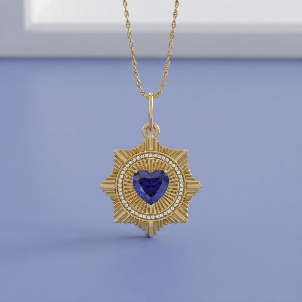 2.20 Carat Lab Grown Gemstone and Diamond Pendant Necklace Jewelry