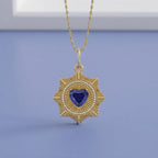 2.20 Carat Lab Grown Gemstone and Diamond Pendant Necklace Jewelry