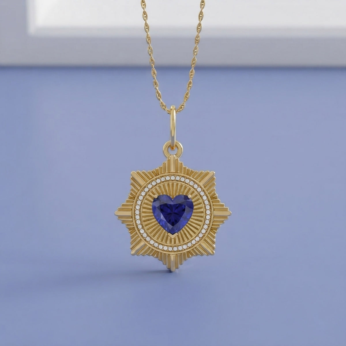 2.20 Carat Lab Grown Gemstone and Diamond Pendant Necklace Jewelry
