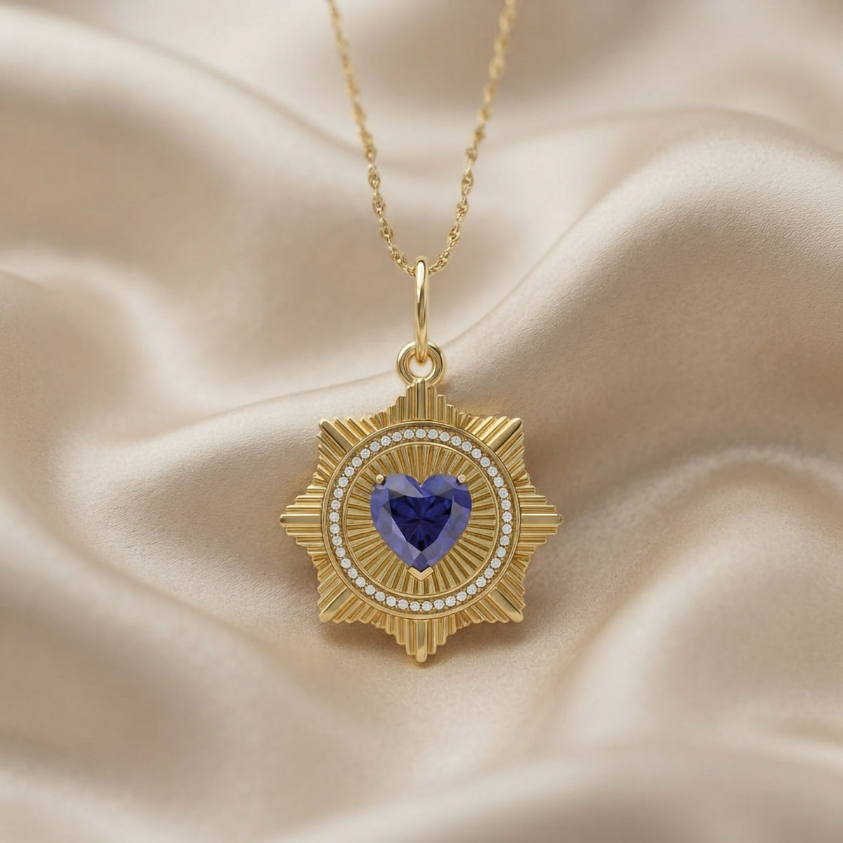 2.20 Carat Lab Grown Gemstone and Diamond Pendant Necklace Jewelry