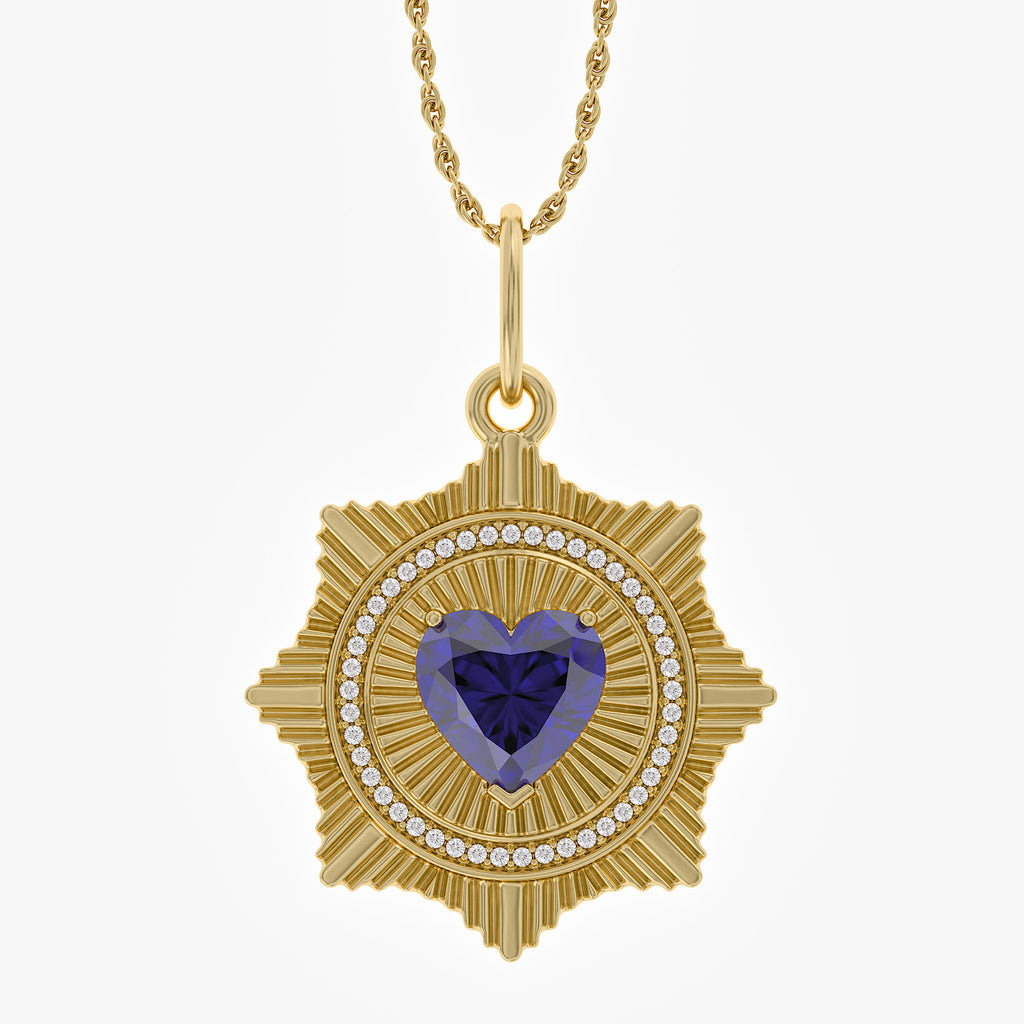 2.20 Carat Lab Grown Gemstone and Diamond Pendant Necklace Jewelry