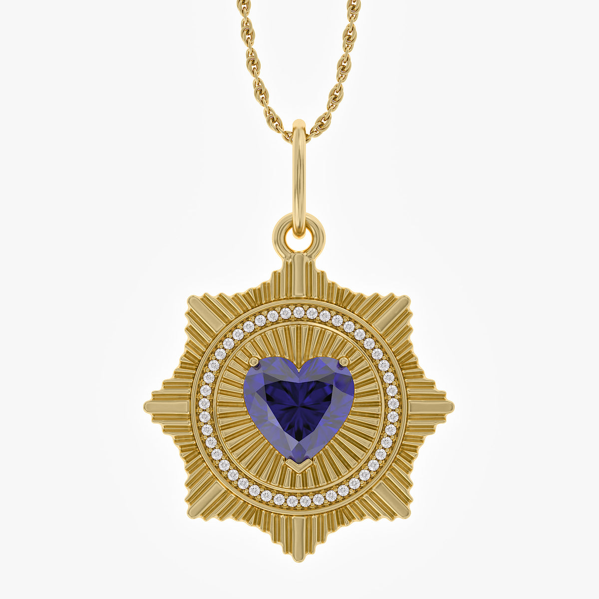 2.20 Carat Lab Grown Gemstone and Diamond Pendant Necklace Jewelry