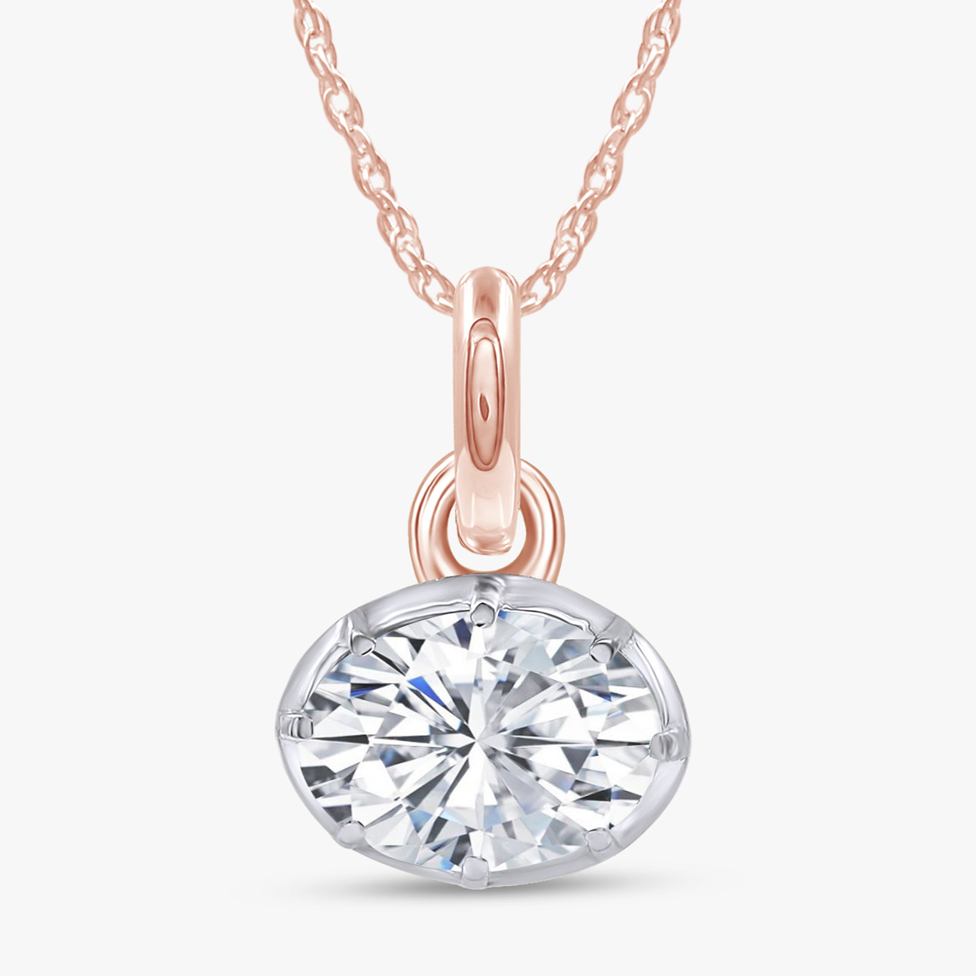 1.00 Carat Oval Cut Lab Grown Diamond Solitaire Pendant Necklace Jewelry