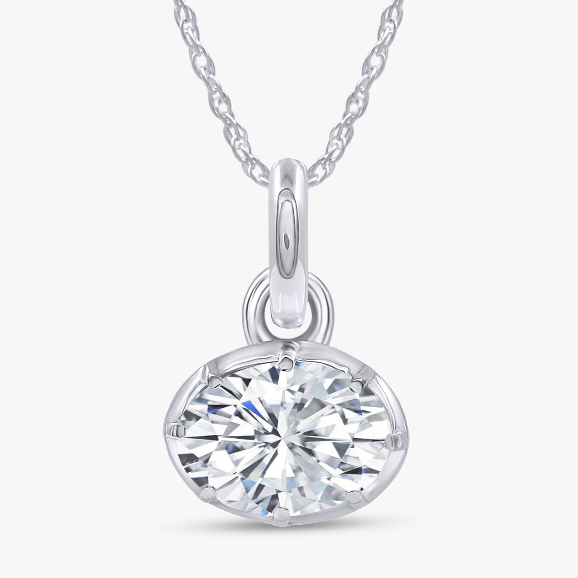1.00 Carat Oval Cut Lab Grown Diamond Solitaire Pendant Necklace Jewelry