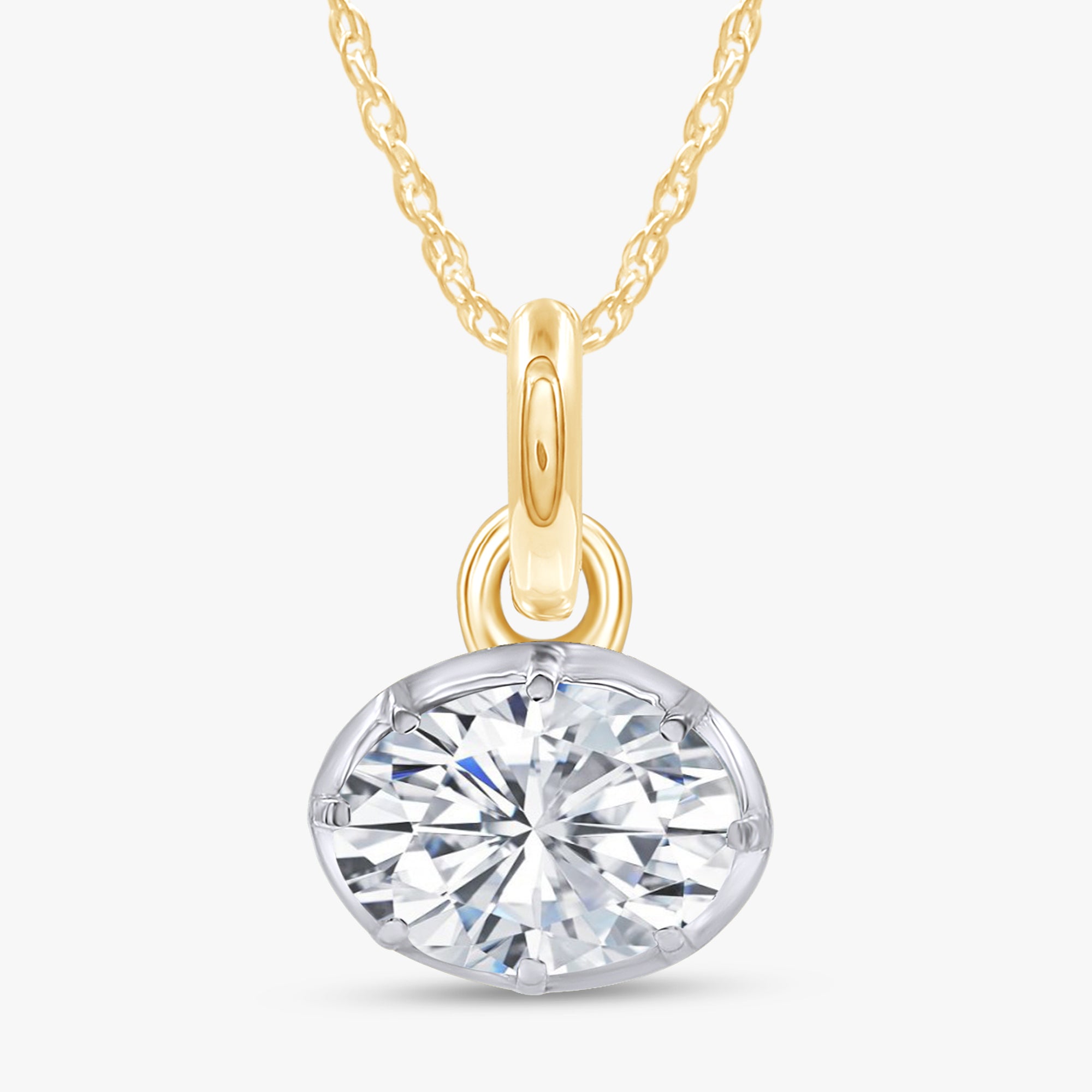 1.00 Carat Oval Cut Lab Grown Diamond Solitaire Pendant Necklace Jewelry