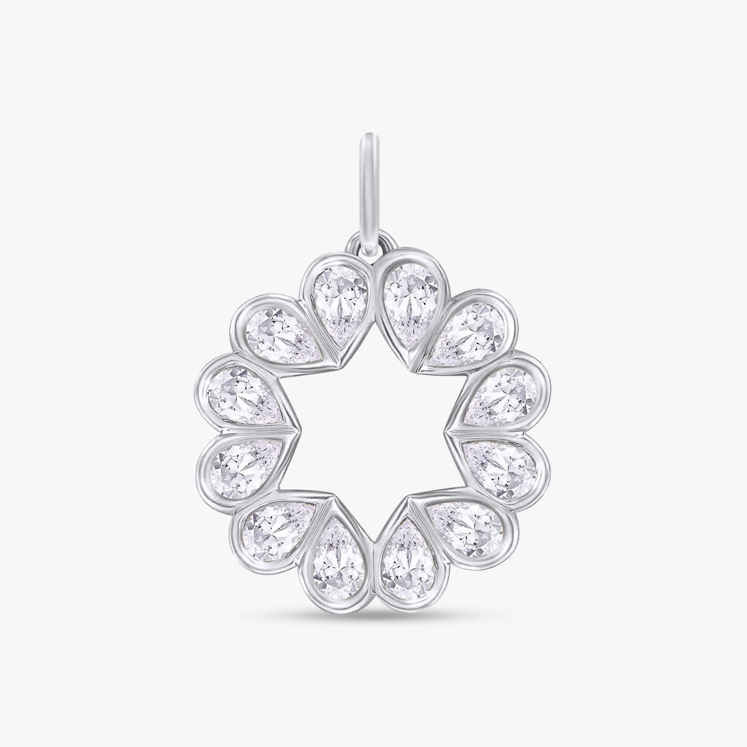 1.00 Carat Pear Shape Lab Grown Diamond Circle Pendant