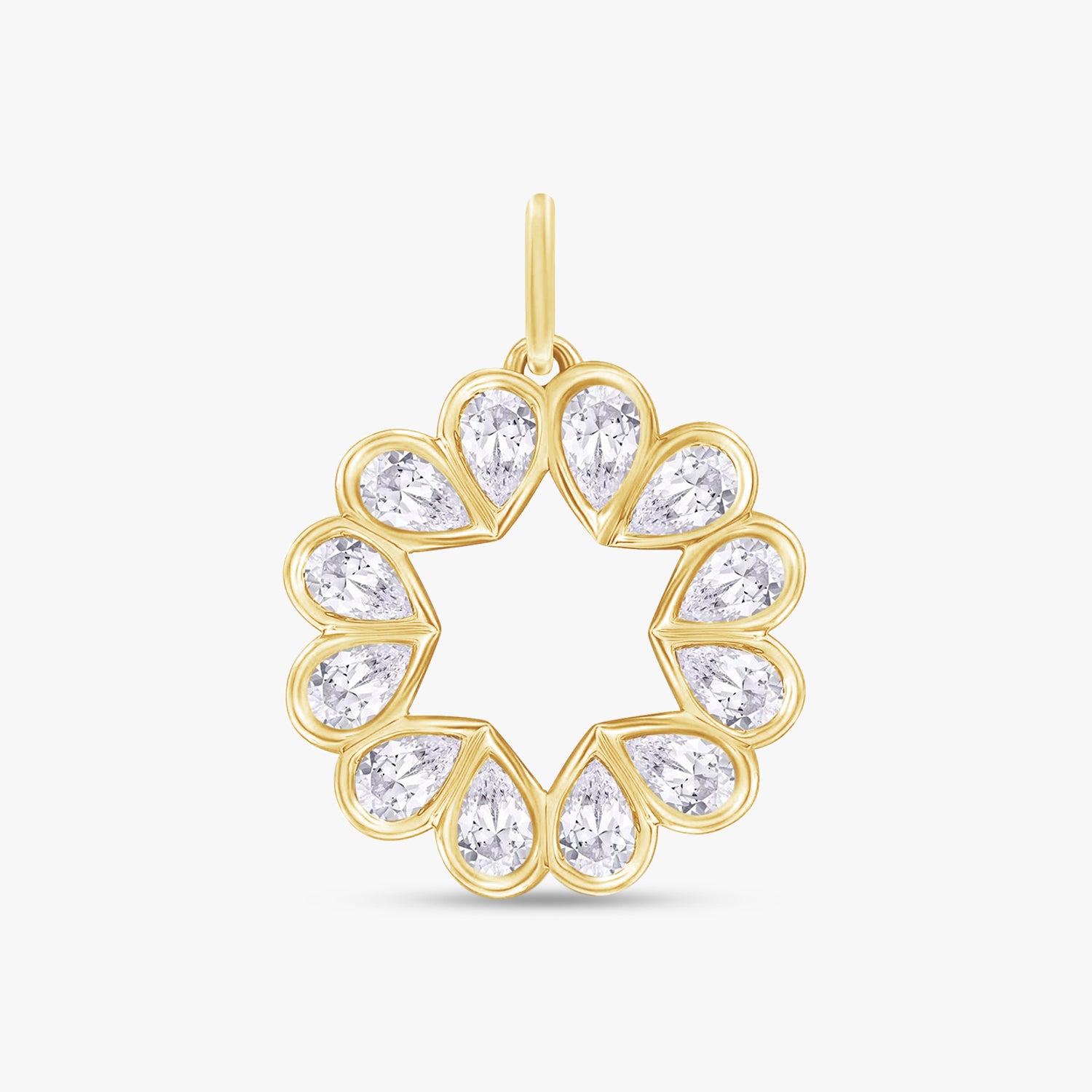 1.00 Carat Pear Shape Lab Grown Diamond Circle Pendant