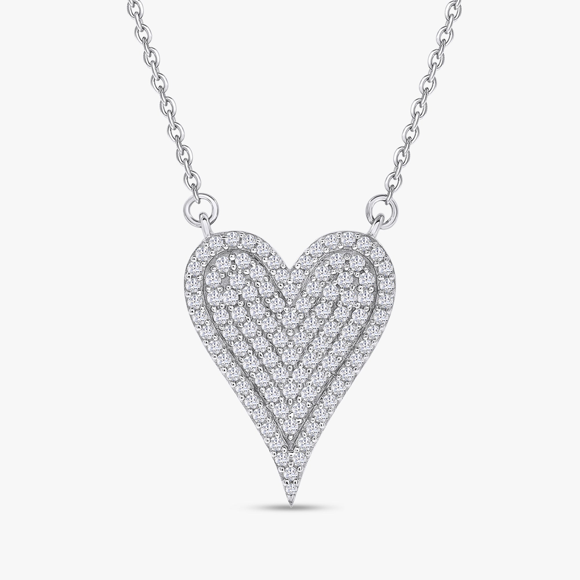 0.50 Carat Round Cut Lab Grown Diamond Heart Pendant Necklace