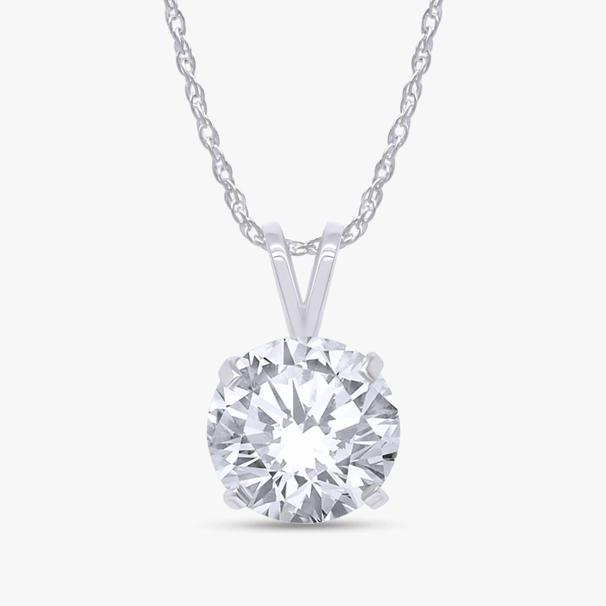 1.65 Carat Round Cut Lab Grown Diamond Solitaire Pendant Necklace