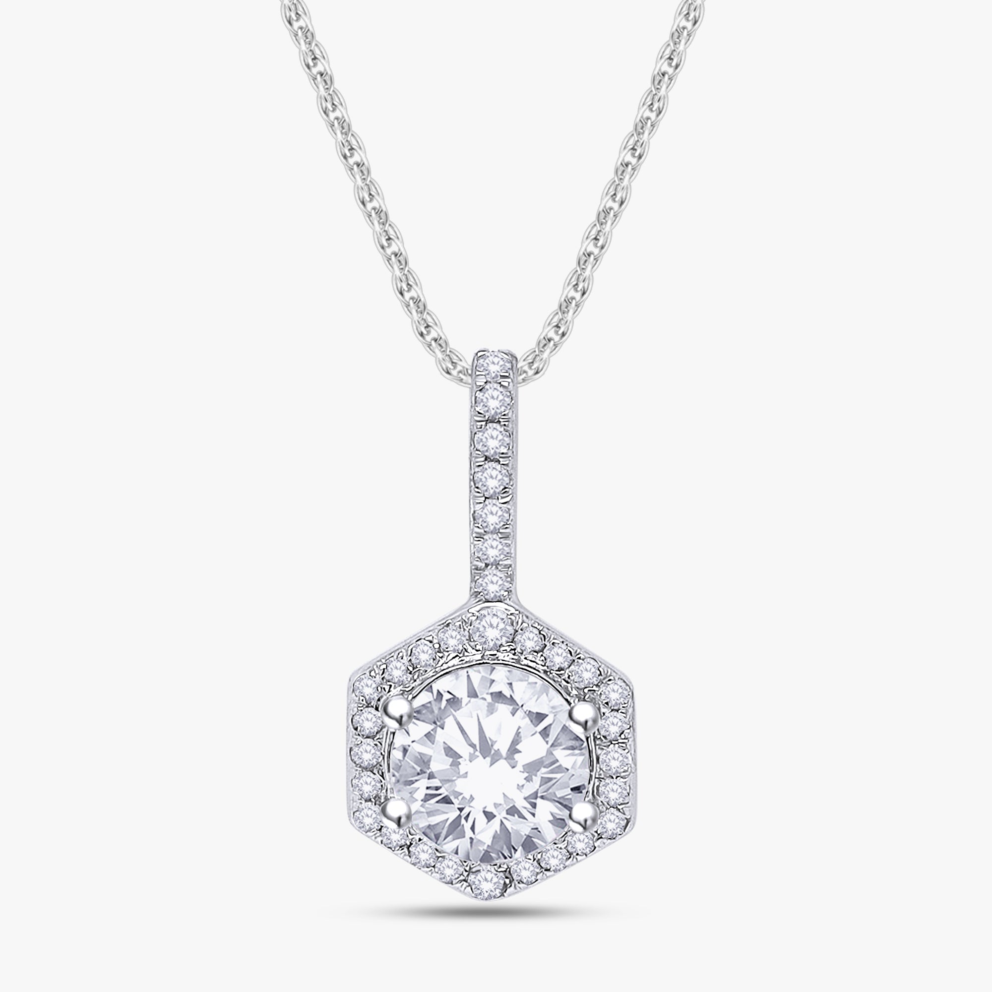 0.85 Carat Round Cut Lab Grown Diamond Pendant Necklace