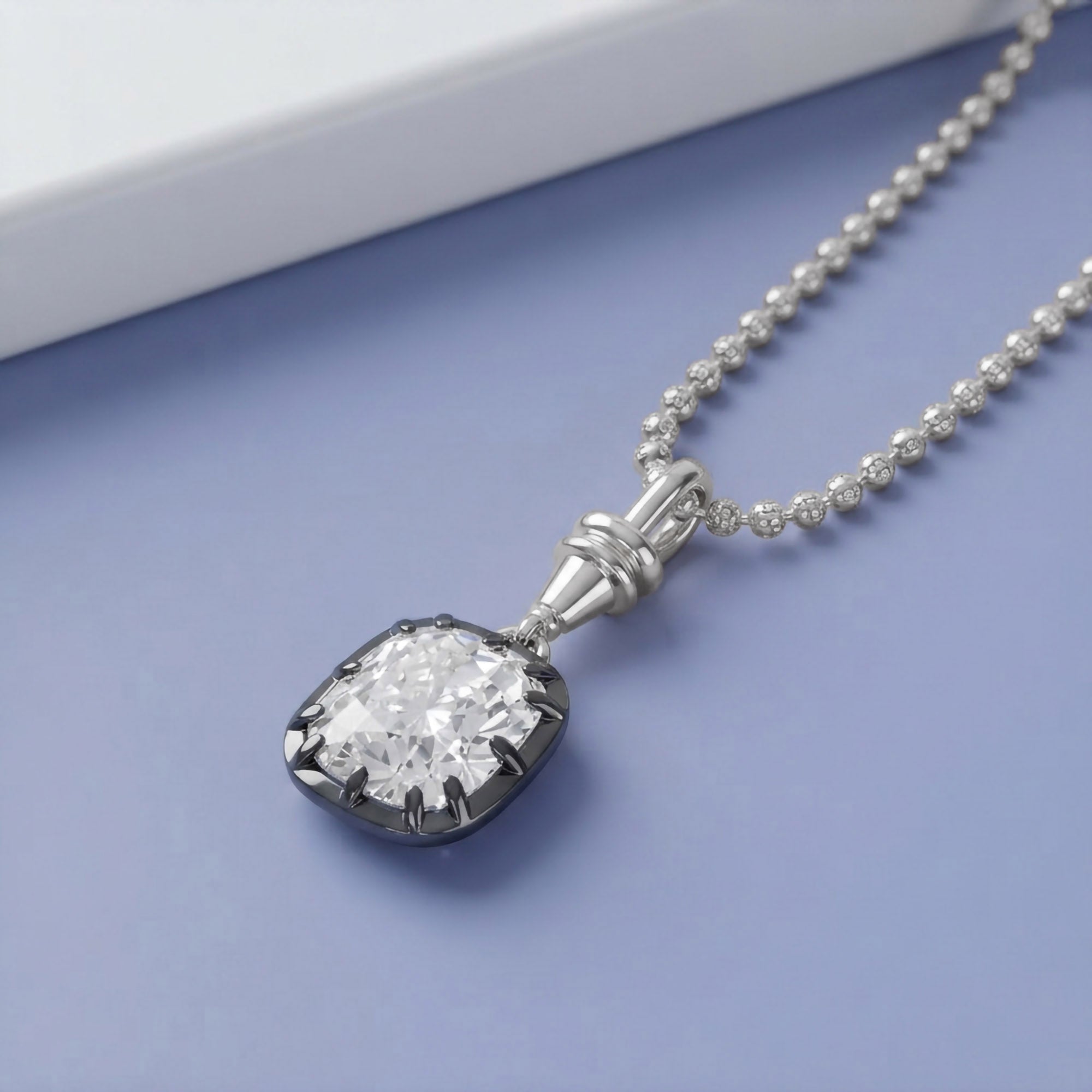 3.00 Carat Cushion Cut Lab Grown Diamond Charm Pendant Necklace