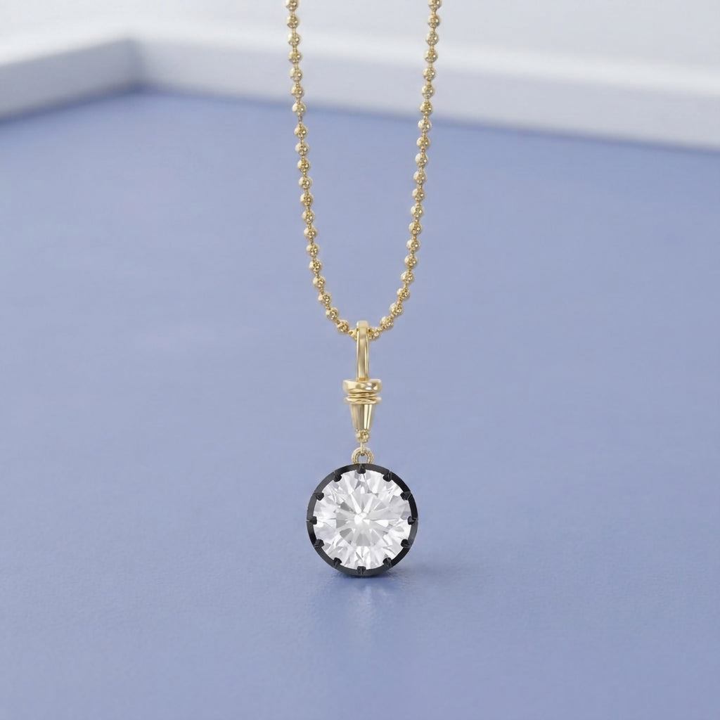 5.00 Carat Round Cut Lab Grown Diamond Charm Necklace