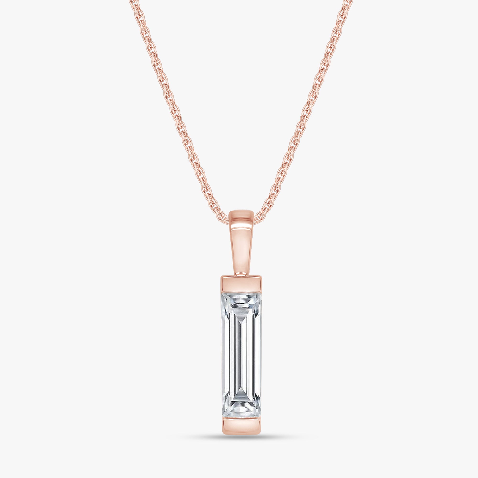 1.50 Carat Baguette Cut Lab Grown Diamond Solitaire Pendant Necklace