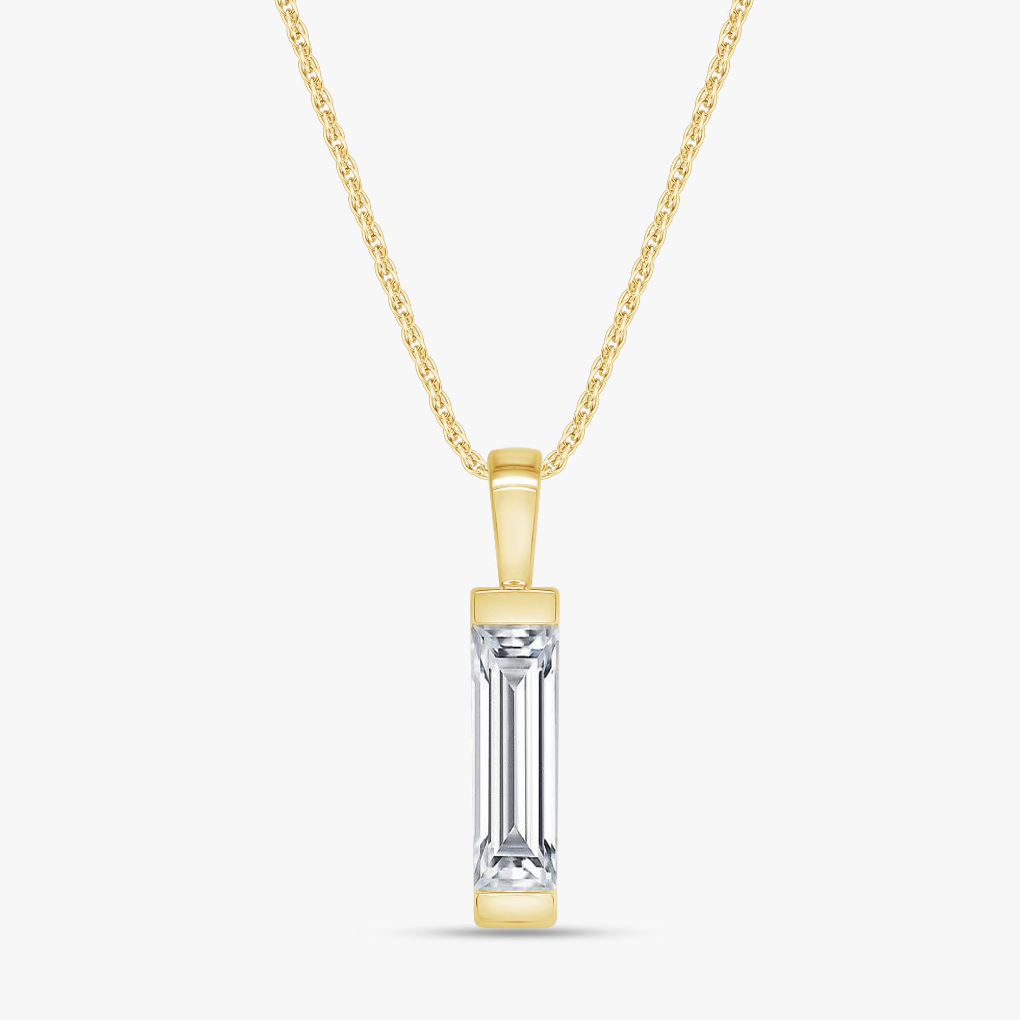 1.50 Carat Baguette Cut Lab Grown Diamond Solitaire Pendant Necklace