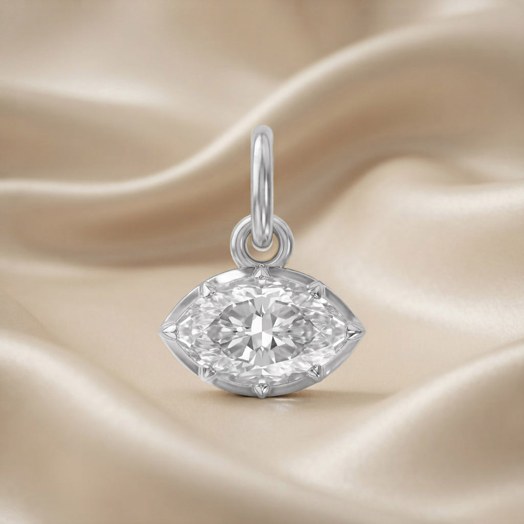 1.00 Carat Marquise Shape Lab Grown Diamond Pendant Necklace Jewelry