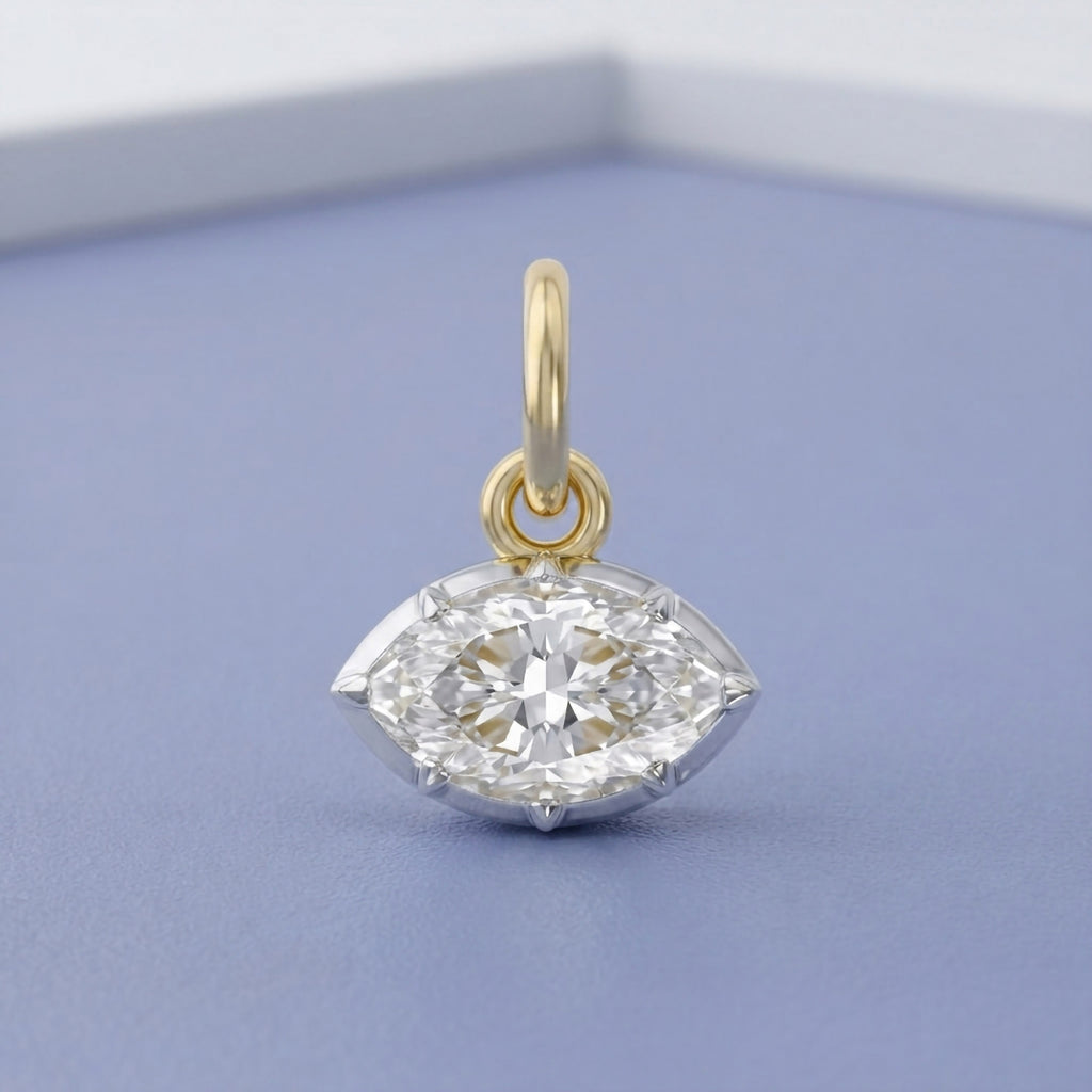 1.00 Carat Marquise Shape Lab Grown Diamond Pendant Necklace Jewelry
