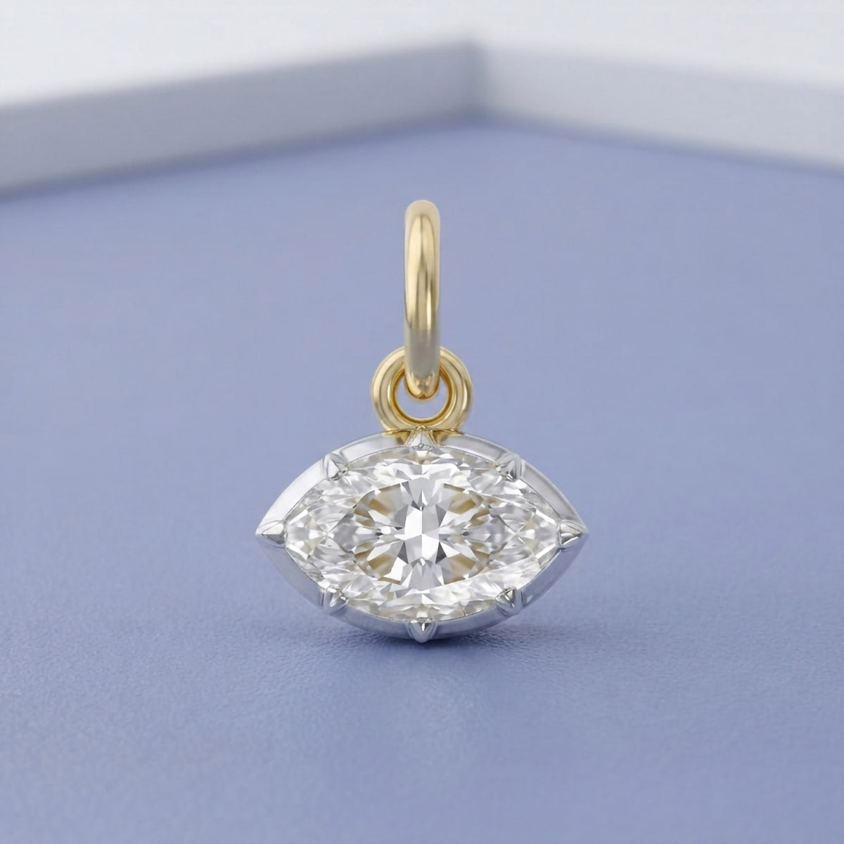 1.00 Carat Marquise Shape Lab Grown Diamond Pendant Necklace Jewelry