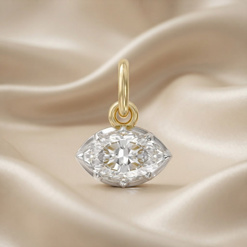 1.00 Carat Marquise Shape Lab Grown Diamond Pendant Necklace Jewelry