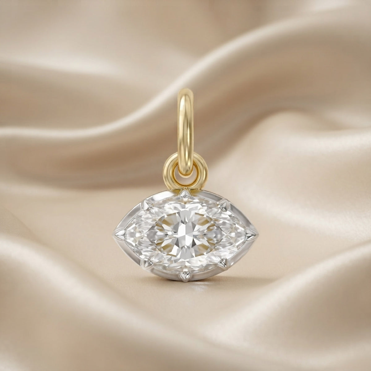 1.00 Carat Marquise Shape Lab Grown Diamond Pendant Necklace Jewelry