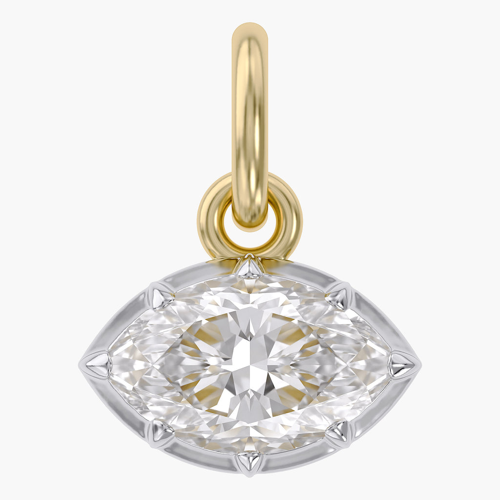 1.00 Carat Marquise Shape Lab Grown Diamond Pendant Necklace Jewelry