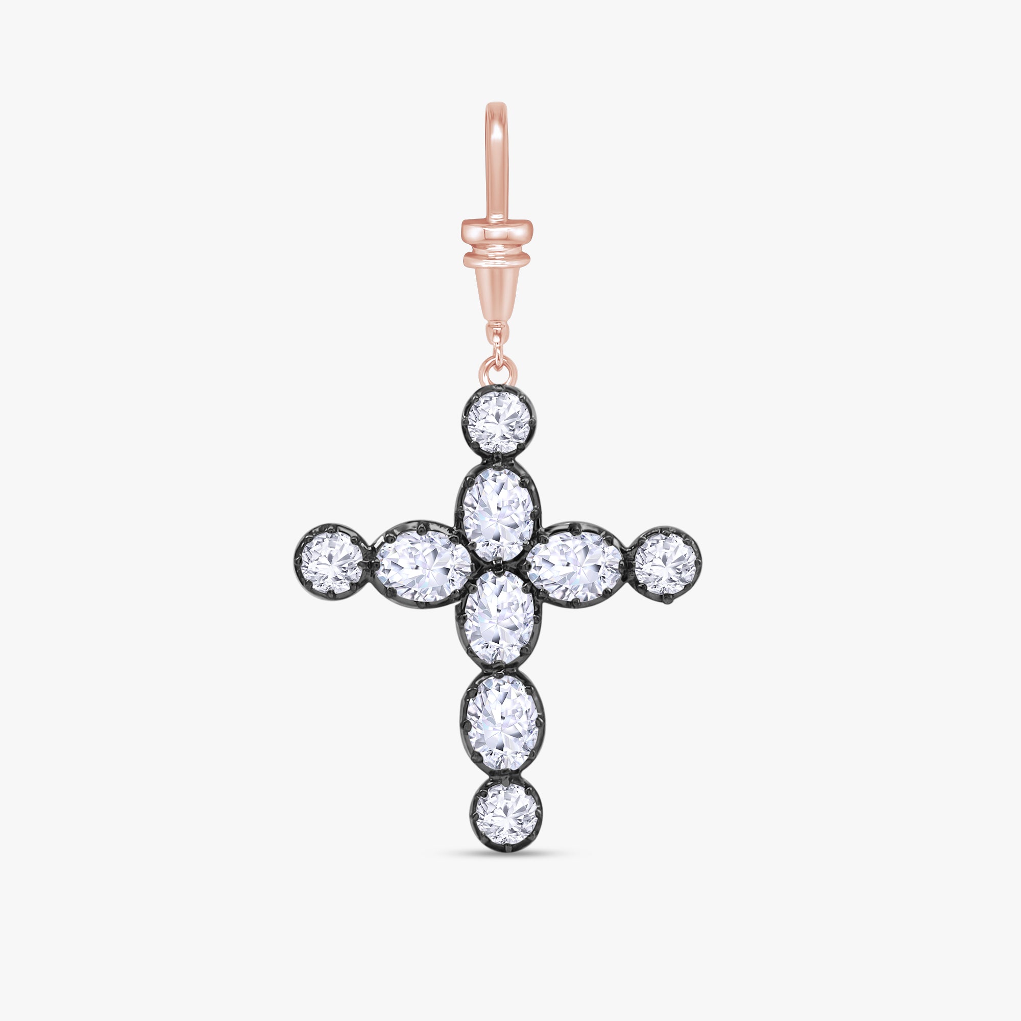 0.70 Carat Lab Grown Diamond Cross Charm Pendant Necklace