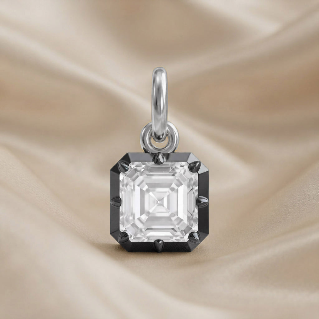 1.00  Carat Asscher Cut Lab Grown Diamond Solitaire Pendant Necklace Jewelry