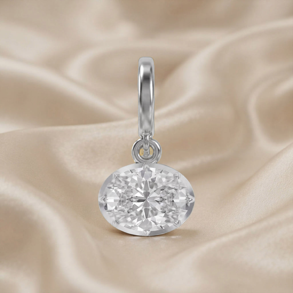 2.00 CTW Solitaire Oval Cut Lab Grown Diamond Pendant
