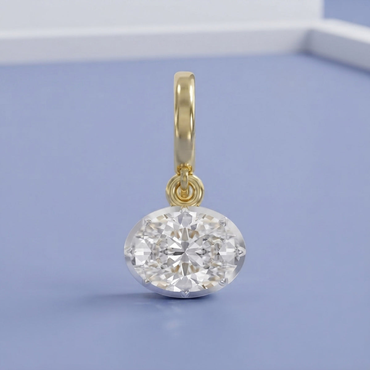 2.00 CTW Solitaire Oval Cut Lab Grown Diamond Pendant