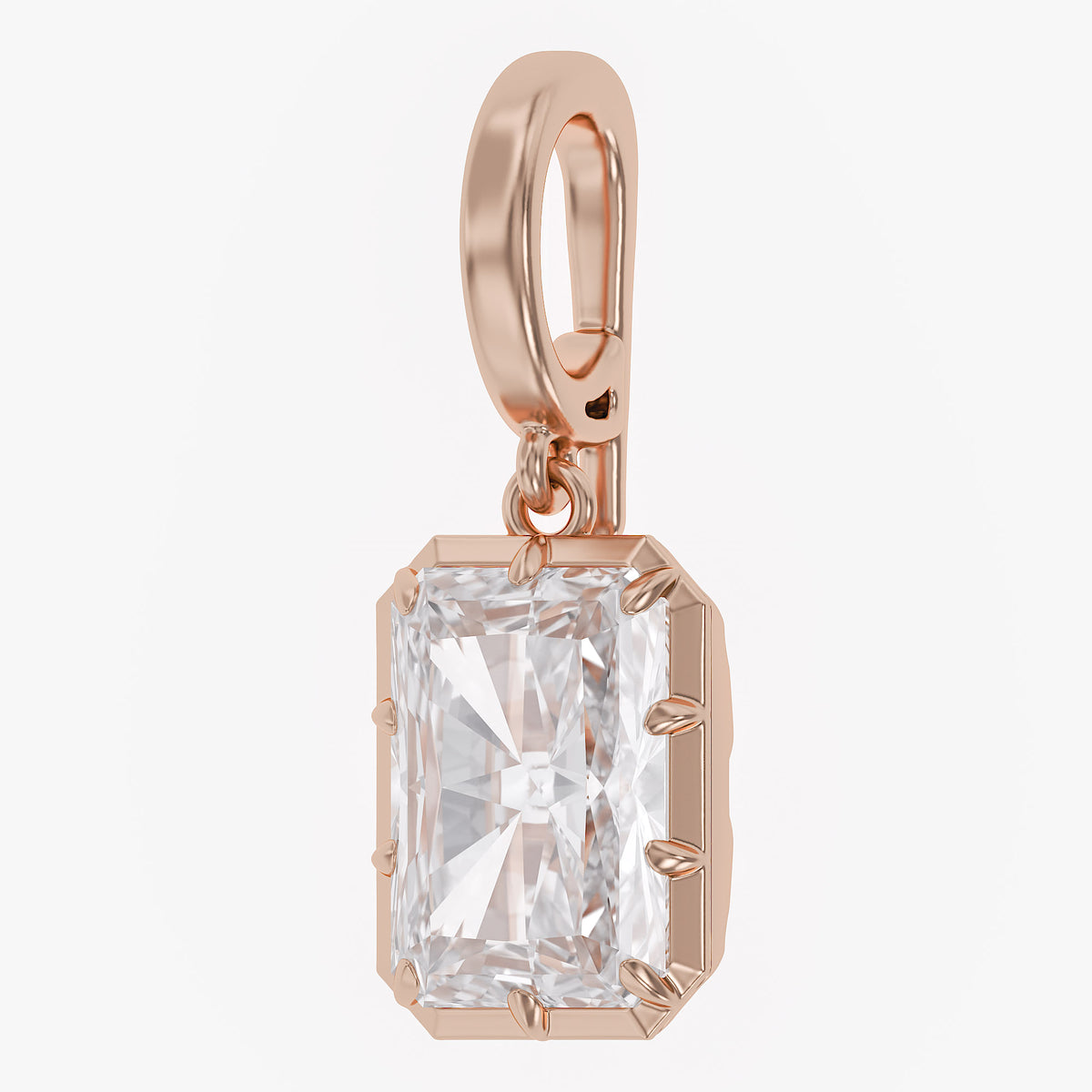 2.85 CTW Radiant Cut Lab Grown Diamond Solitaire Charm Pendant