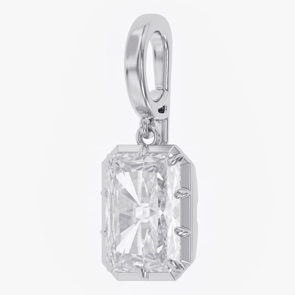 2.85 CTW Radiant Cut Lab Grown Diamond Solitaire Charm Pendant