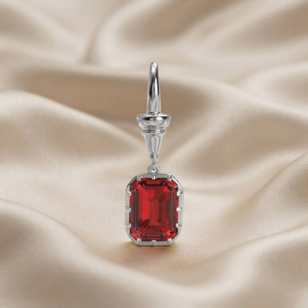 5.64 Carat Emerald Cut Lab Grown Gemstone Solitaire Pendant Necklace