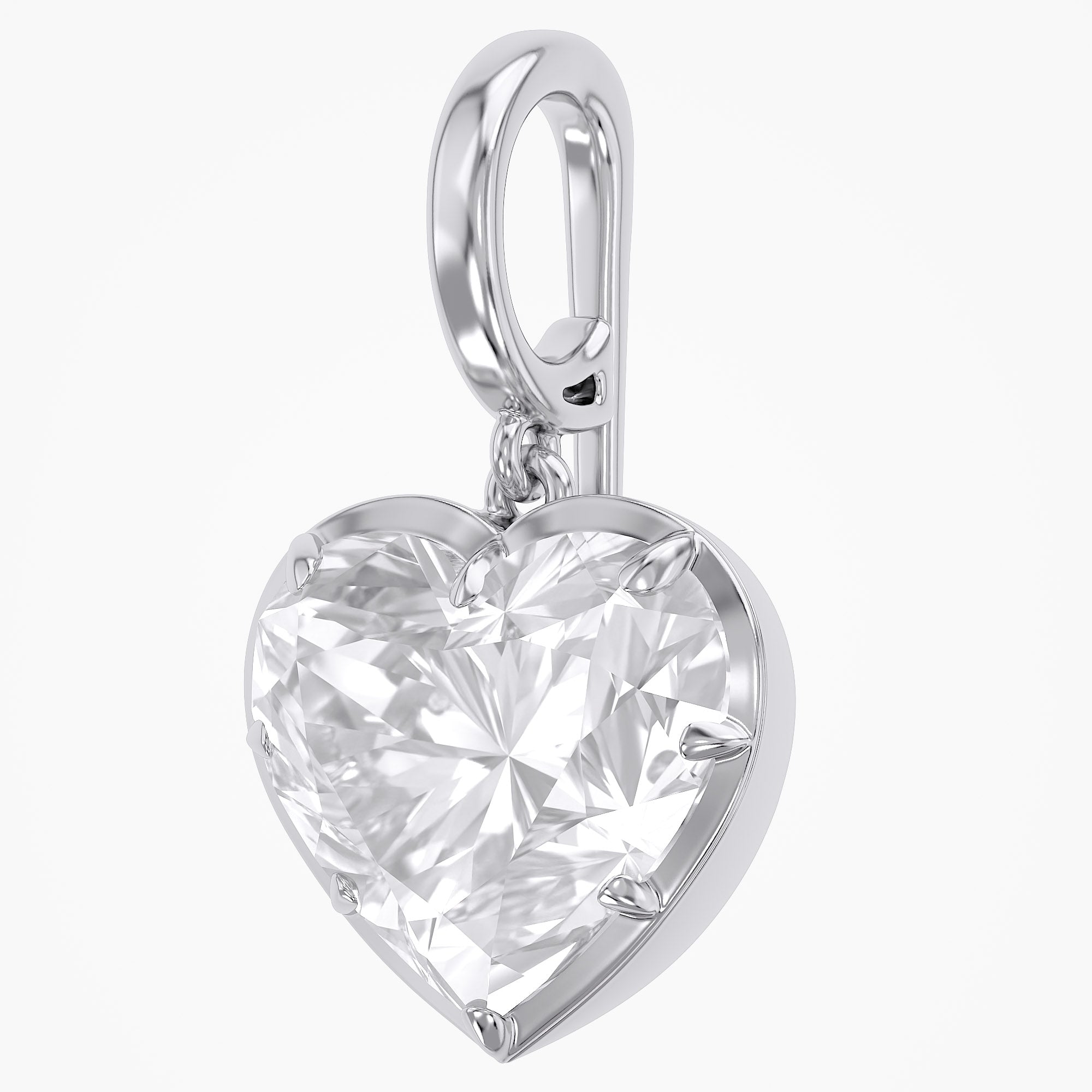 3.00 Carat Amour Heart Shape Lab-Grown Diamond Solitaire Charm Pendant
