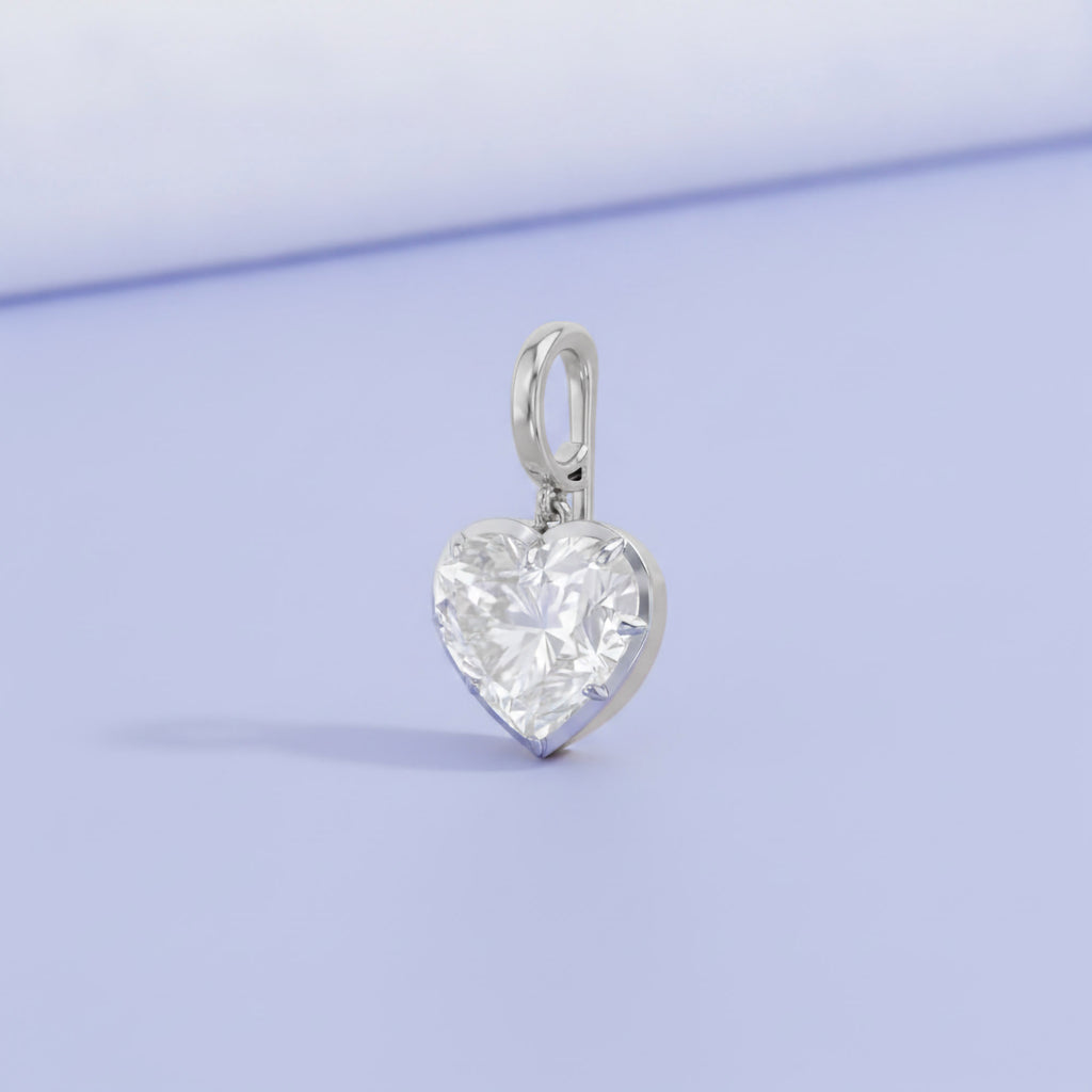 3.00 Carat Amour Heart Shape Lab-Grown Diamond Solitaire Charm Pendant