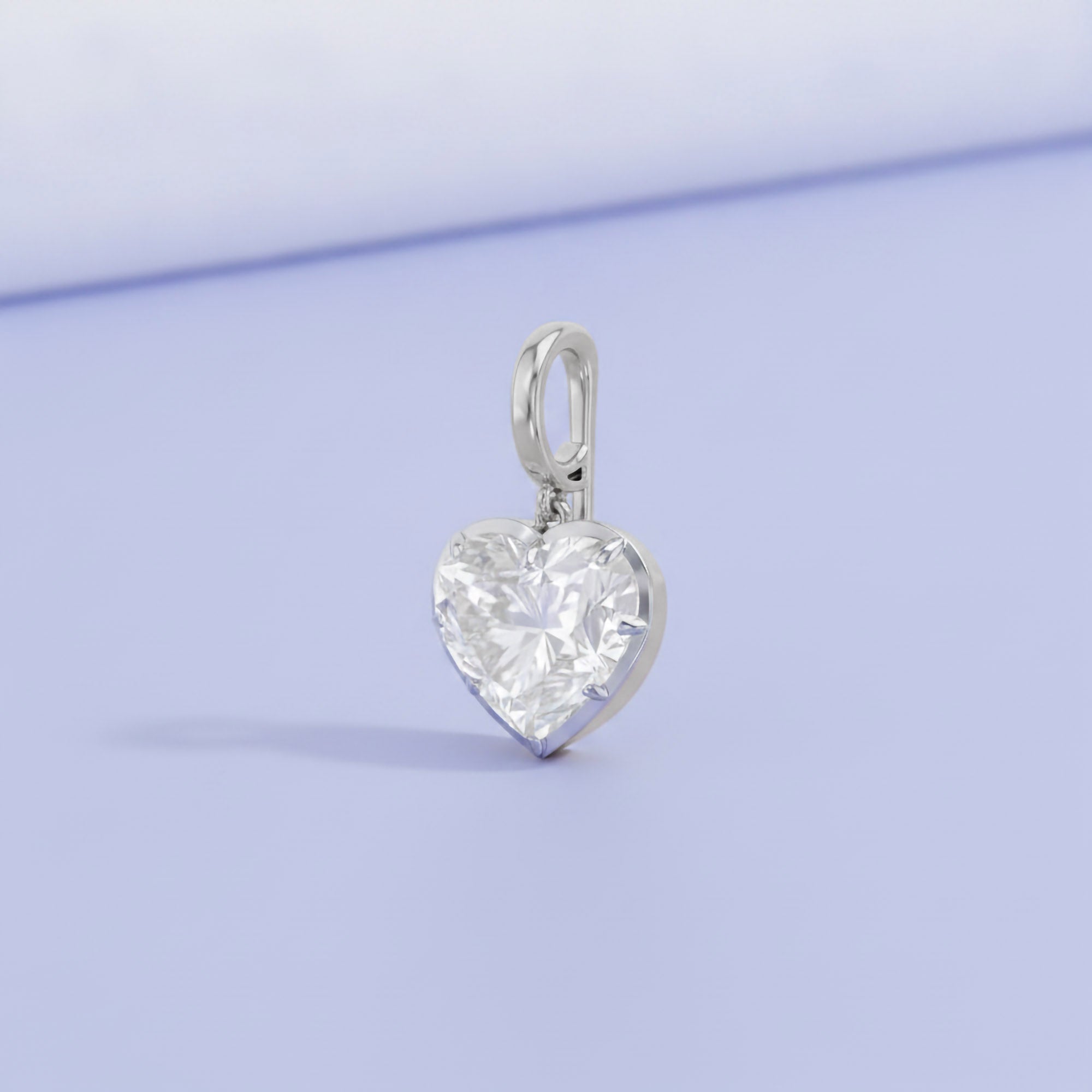 3.00 Carat Amour Heart Shape Lab-Grown Diamond Solitaire Charm Pendant