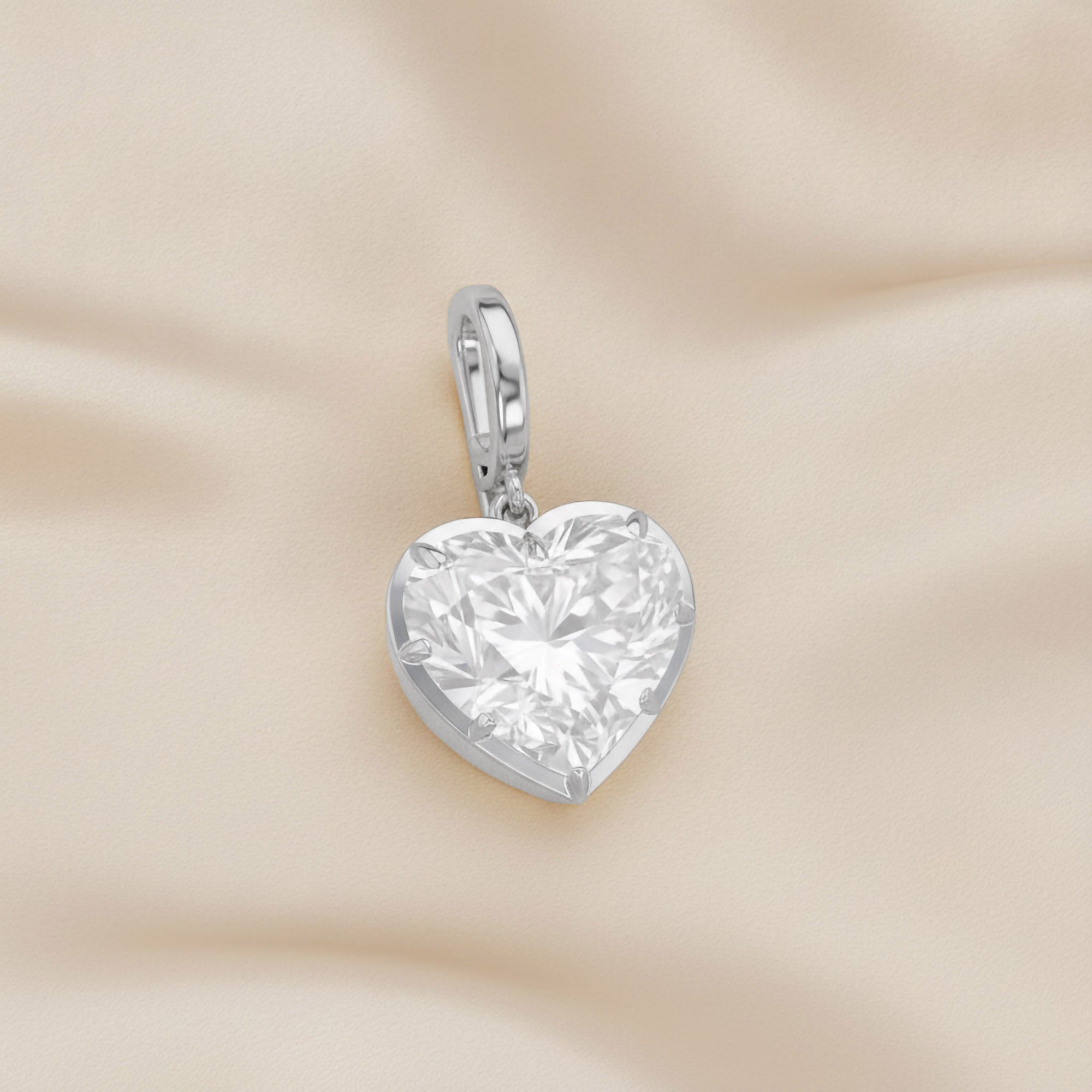 3.00 Carat Amour Heart Shape Lab-Grown Diamond Solitaire Charm Pendant