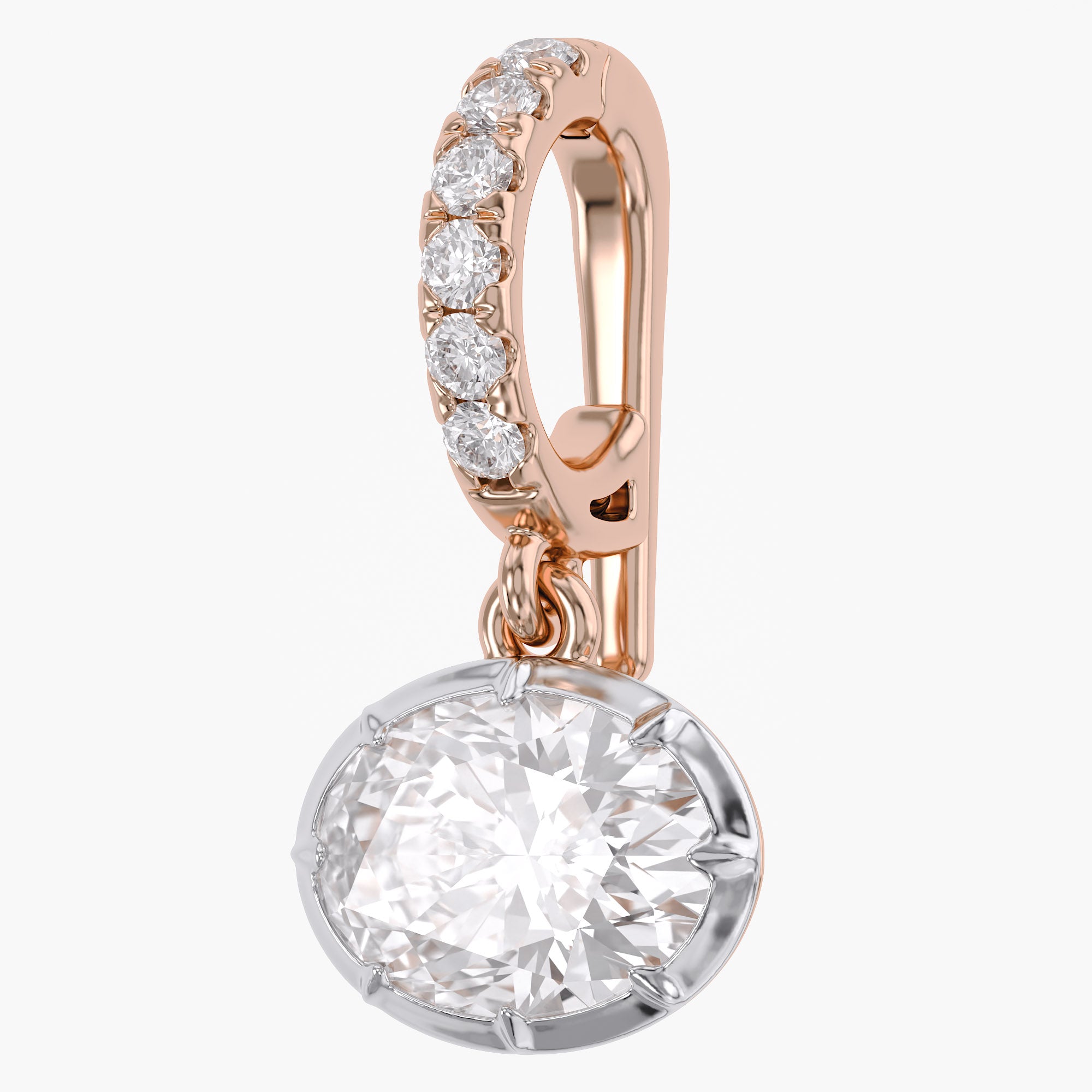 1.07 CTW Oval and Round Cut Lab-Grown Diamond Charm Pendant