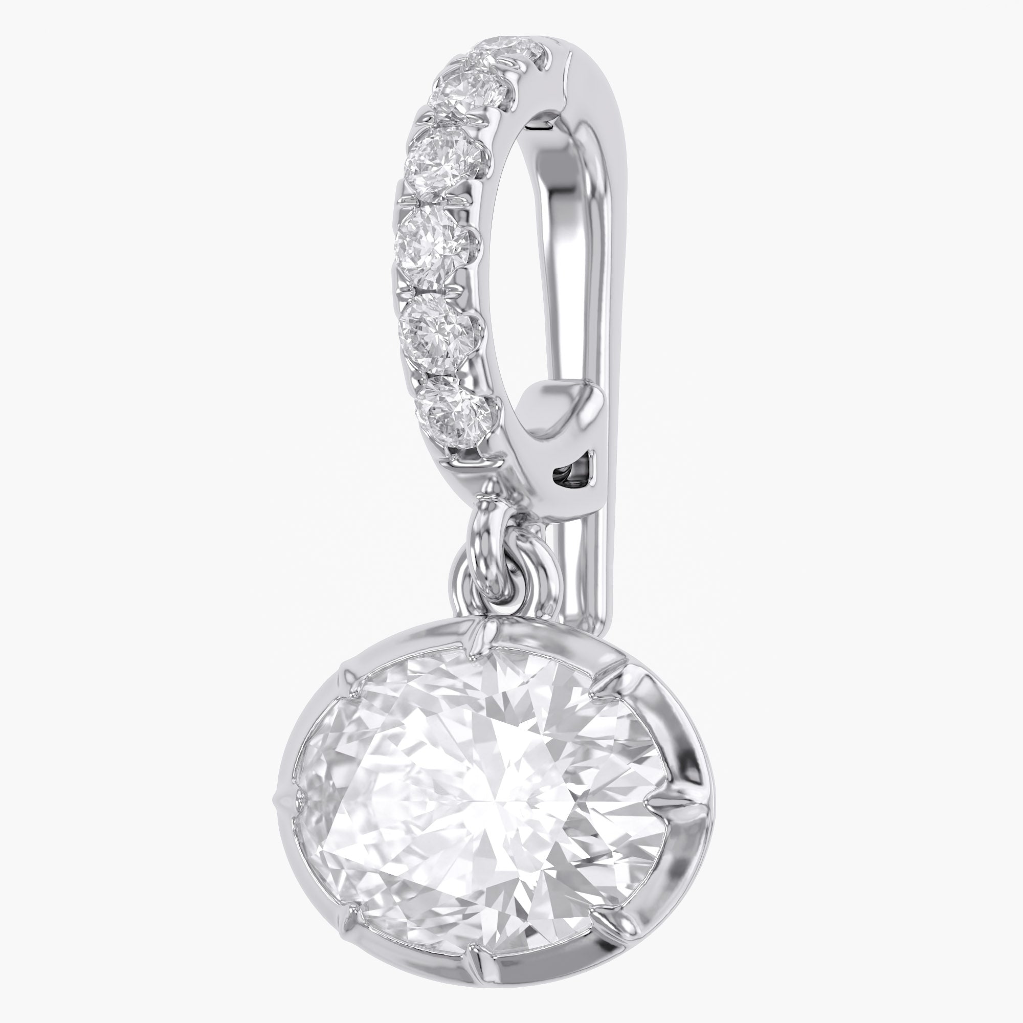 1.07 CTW Oval and Round Cut Lab-Grown Diamond Charm Pendant