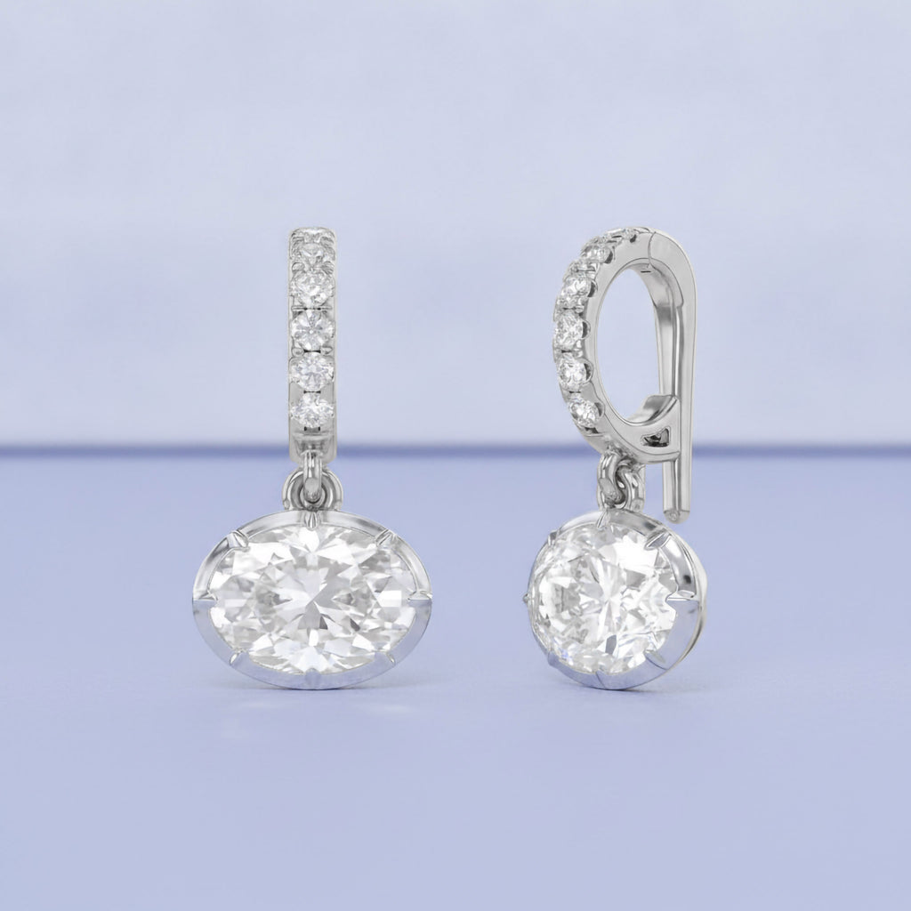 1.75 CTW Oval Lab-Grown Diamond Pendant with Round Accent Diamonds