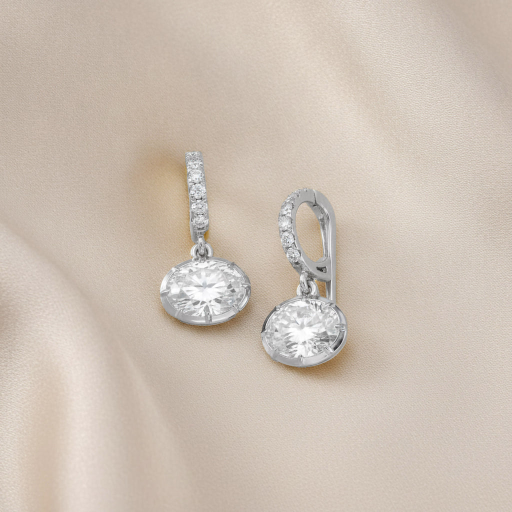 1.75 CTW Oval Lab-Grown Diamond Pendant with Round Accent Diamonds