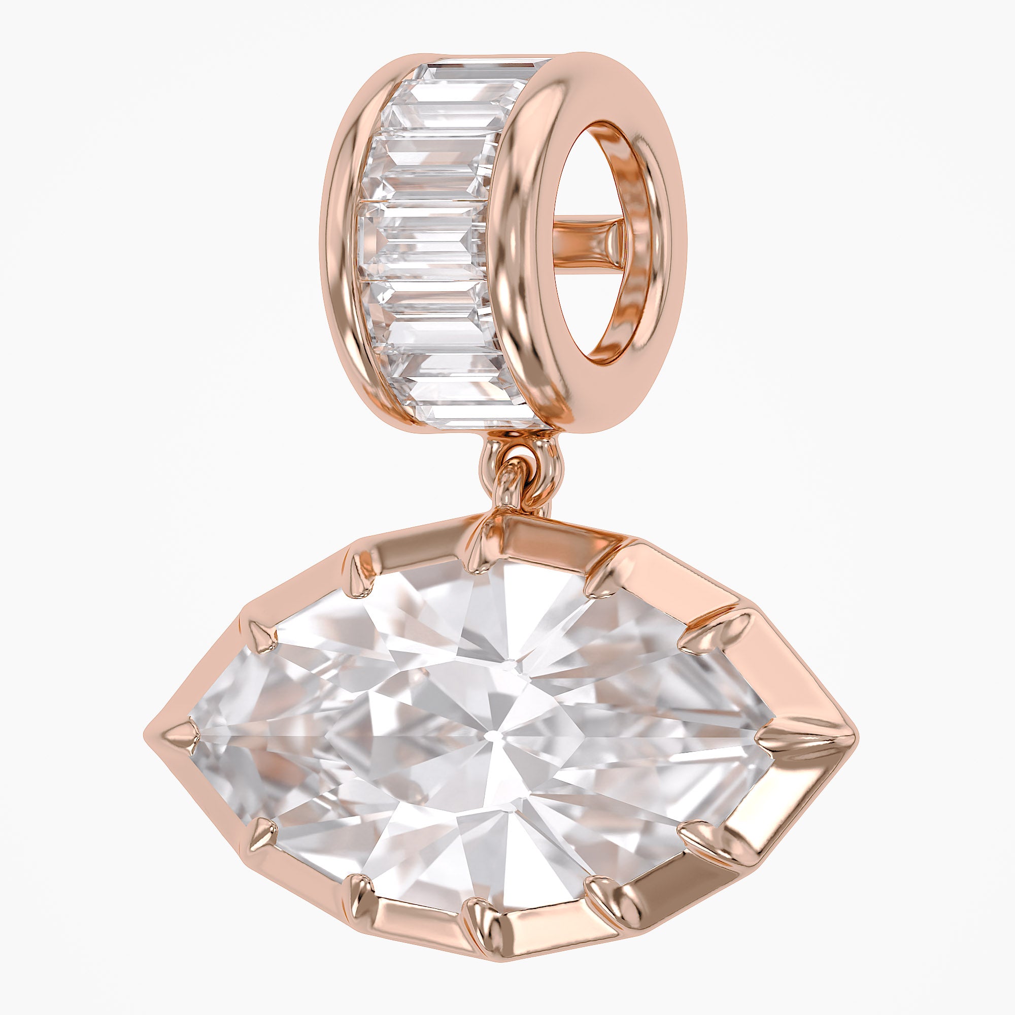 3.75 CTW Luxury Marquise Step-Cut Lab Grown Diamond Charm Pendant